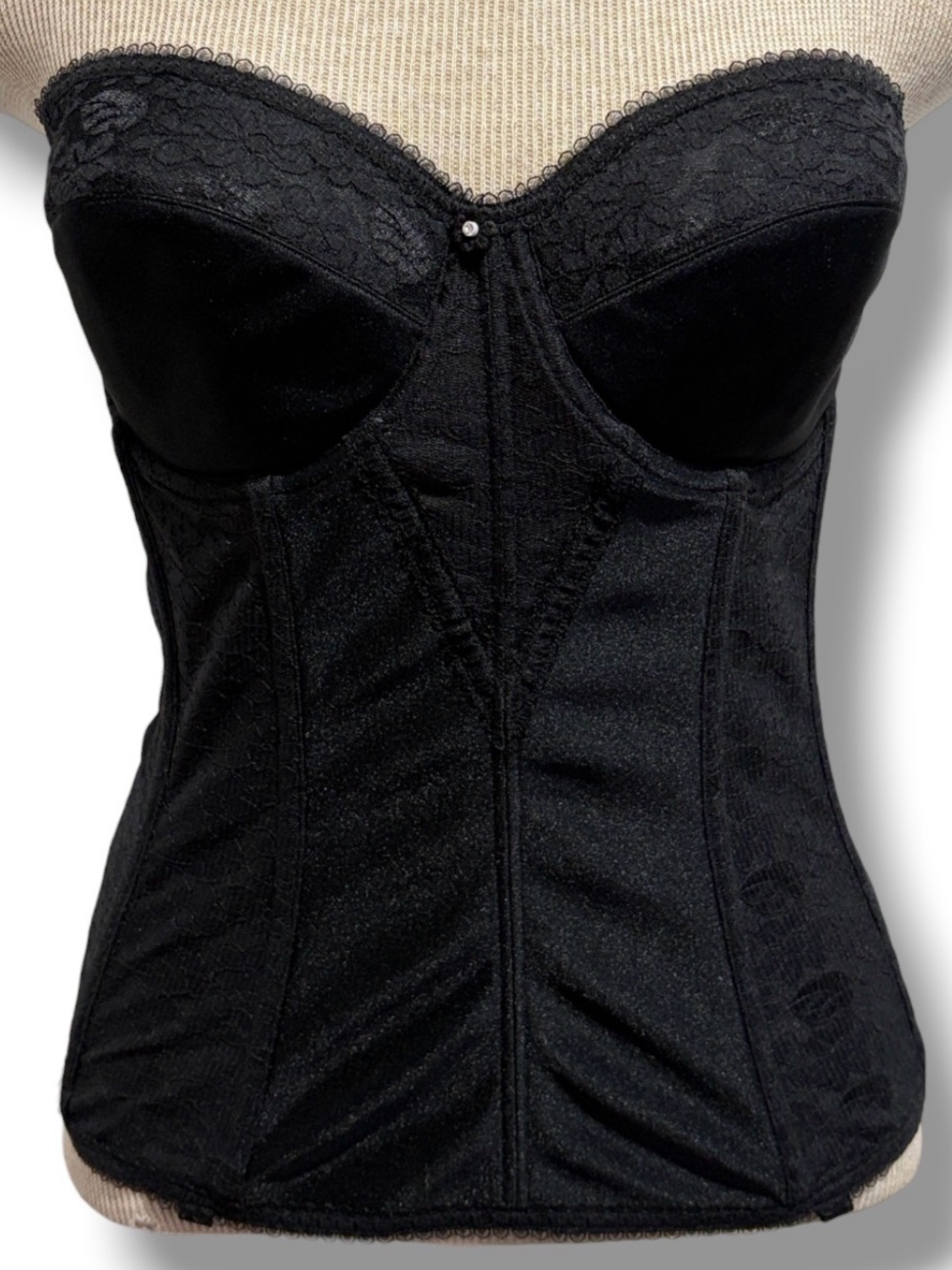 Dominique Colette Black Lace Size 36C Corset Bustier Longline Bra 8949